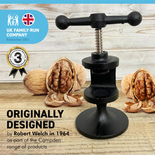 Load image into Gallery viewer, Cast Iron nutcracker | Made from quality heavy Cast Iron with a black finish | practical and sturdy | great ornament and conversation starter | Christmas nut cracker  | Kitchen nutcrackers