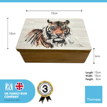 Load image into Gallery viewer, Wooden Tiger Keepsake Box | Jewellery box | Trinket Box | Memory Box
