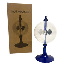 Load image into Gallery viewer, 16cm high Solar Radiometer | 4 Blades rotating glass windmill Crookes solar radiometer |Measures Radiant Flux of Electromagnetic Radiation | desk ornament | weather station | light mill