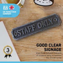 Load image into Gallery viewer, Cast Iron Antique Style STAFF ONLY Door WALL PLAQUE SIGN | 14.5cm (L) x 3.5cm (H)
