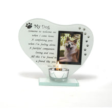 Load image into Gallery viewer, My Dog glass memorial candle holder and photo frame | memorial plaques for pets | dog frame memorial |