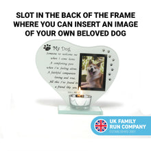 Load image into Gallery viewer, My Dog glass memorial candle holder and photo frame | memorial plaques for pets | dog frame memorial |
