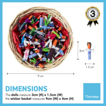 Load image into Gallery viewer, Basket of 72 Guatemalan handmade Mini Worry Dolls