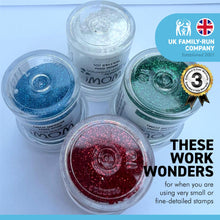 Load image into Gallery viewer, WOW! 4 piece Embossing Glitter Glitz Collection| 4 x 15ml pots | Blue White Red and Green Glitz | Free your creativity and enhance your card making sparkle | High-quality and NON-TOXIC
