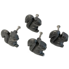 Load image into Gallery viewer, Pack of 4 CAST IRON SQUIRREL SHAPED DRAWER KNOBS for Kitchen cupboards | Cast Iron Antique style finish | Vintage charm meets modern functionality | 4cm wide x 2cm depth | Draw cabinet pull knob.