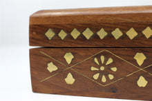 Load image into Gallery viewer, Leaf Pattern Brass Solid Wood Treasure Chest Trinket Box