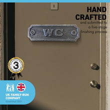 Load image into Gallery viewer, Cast Iron Antique Style WC PLAQUE SIGN | 10.5cm (L) x 3cm (H) | supplied with Two Screws for Easy fixing