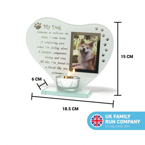 My Dog glass memorial candle holder and photo frame | memorial plaques for pets | dog frame memorial |