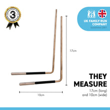 Load image into Gallery viewer, COPPER DOWSING DIVING RODS with Handles and INSTRUCTIONS for use | Spiritual Rods | Ghost Hunting Rods | Water Hunting Rods