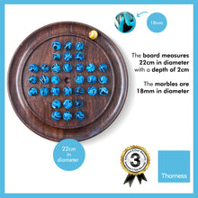 Load image into Gallery viewer, 22cm solitaire with aqua swirl glass marbles