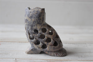 Handcrafted Stone Undercut Owl Ornament Sculpture