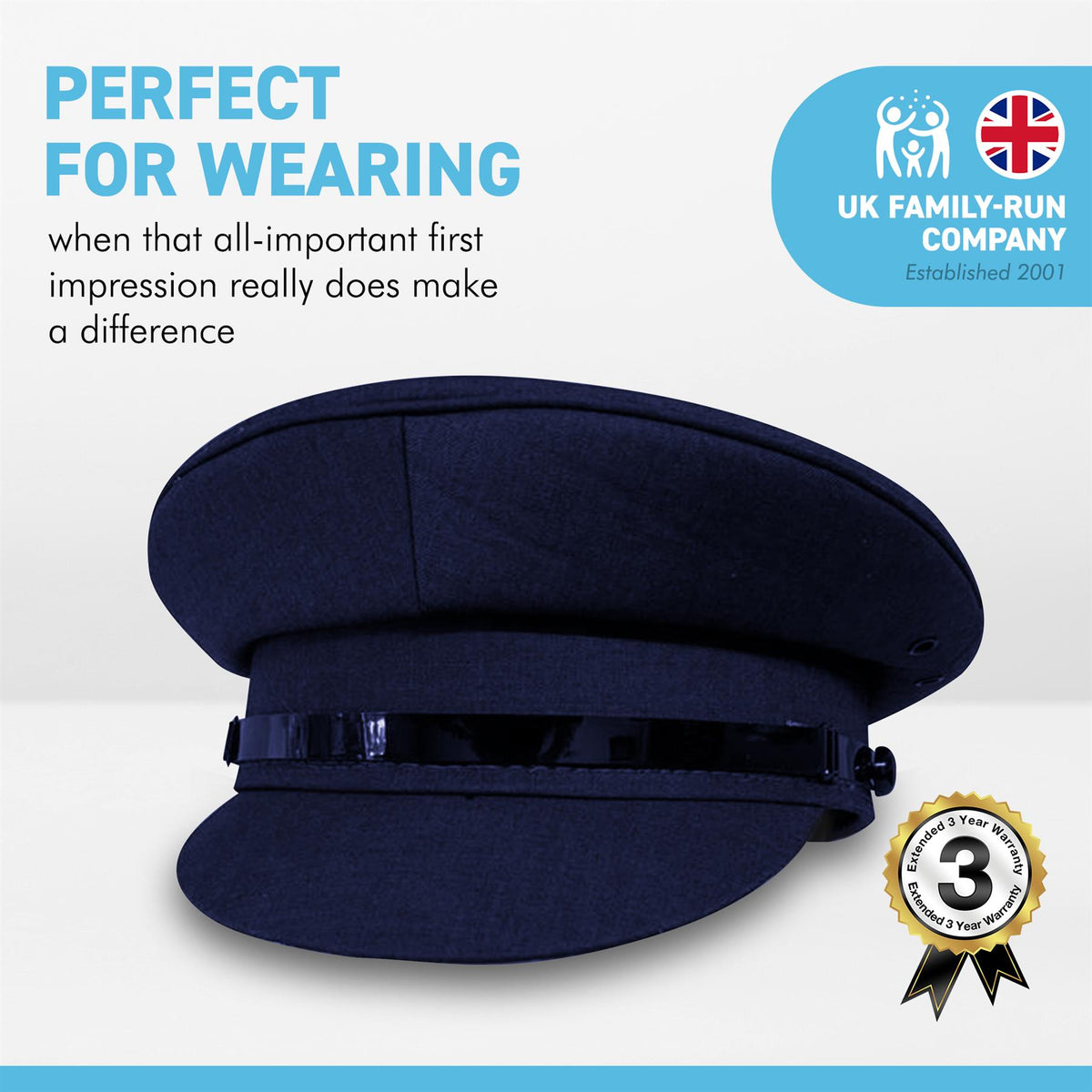 Navy Blue Chauffeur Style Peaked Cap Size 58cm Traditional