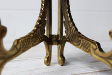 Load image into Gallery viewer, Vintage Aluminum Large Gold Ornate Plate Stand Photo Display