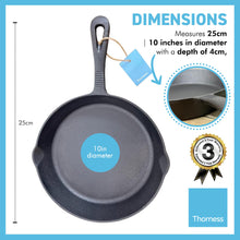 Load image into Gallery viewer, Cast Iron Skillet 10 Inch Oven Safe Tarte Tatin Skillet Frying Pan for Indoor and Outdoor use | Cast Iron Cookware | Grill Pan | Stove Top | Skillet Pan | Iron Skillet | Frying Pans | Griddle pan

