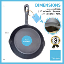 Load image into Gallery viewer, Cast Iron Skillet 10 Inch Oven Safe Tarte Tatin Skillet Frying Pan for Indoor and Outdoor use | Cast Iron Cookware | Grill Pan | Stove Top | Skillet Pan | Iron Skillet | Frying Pans | Griddle pan