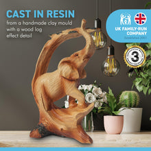 Load image into Gallery viewer, Wood effect resin Stately ELEPHANT UNDER TREE ORNAMENT