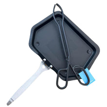Load image into Gallery viewer, Traditional ash pan – 28cm wide (11") with handle and heavyweight cast iron tongs | Ideal for Standard Sized fire grates | ash pan for open fires | ash pan for log burners| fire ash pan