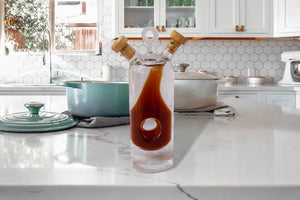 Duospenser Oil & Vinegar Modern Design Glass Bottle Dispenser Pourer