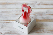 Load image into Gallery viewer, Crystal Glass Gold Glitter Love Light Up Pink Angel Ornament