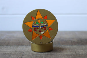 Gold Star Multi Colour Glass Candle Holder