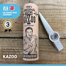 Load image into Gallery viewer, Original tin silver coloured Kazoo made from the original 1930's tooling