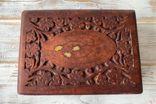 Load image into Gallery viewer, Flower Pattern Wooden Treasure Chest Trinket Box
