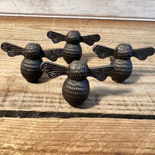 Load image into Gallery viewer, Pack of 4 CAST IRON BUSY BEE DRAWER KNOBS for Kitchen cupboards | Cast Iron Antique style finish | Vintage charm meets modern functionality | 7cm wide x 2cm depth