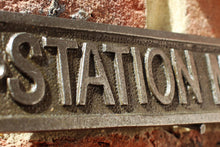 Load image into Gallery viewer, Cast Iron antique style Station Master Door Wall Train Plaque