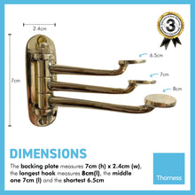 Load image into Gallery viewer, Three-way Folding Coat Hook | Polished brass finish | | Wall mounted for bathroom kitchen bedroom | Captains hook