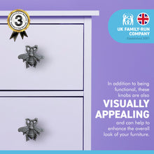 Load image into Gallery viewer, Pack of 2 CAST IRON CUTE FLYING BUG INSECT SHAPED DRAWER KNOBS for Kitchen cupboards | Cast Iron Antique style finish | Vintage charm meets modern functionality | 4.5cm wide x 2cm depth | Draw cabinet pull knob.