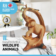 Load image into Gallery viewer, Wood effect resin Stately ELEPHANT UNDER TREE ORNAMENT