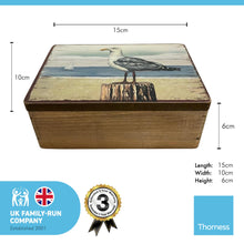Load image into Gallery viewer, Wooden Keepsake Box with Seagull design | Jewellery box | Trinket Box | Memory Box | Keepsake and Wooden Gift Boxes | Wedding Gifts | Storage for Women and Men | keepsake boxes with lids