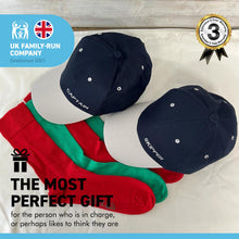 Load image into Gallery viewer, CAPTAIN and SKIPPER BASEBALL CAP with 2 PAIRS of NAUTICAL cotton rich woven SOCKS