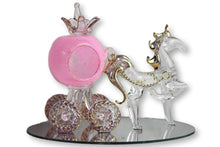 Load image into Gallery viewer, Horse and Pumpkin Pink Carriage handcrafted glass ornament