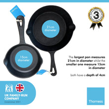 Load image into Gallery viewer, Set of two Cast Iron Skillets 1 x 8 Inch and 1 x 6 inch | Oven Safe Tarte Tatin Skillet Frying Pan for Indoor and Outdoor use | Cast Iron Cookware | Grill Pan | Stove Top | Skillet Pan