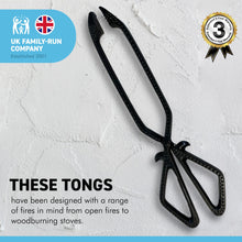 Load image into Gallery viewer, Metal Log Coal Tongs | Fireside | Fireplace | Chimenea | Firepit | Pizza Oven | Indoor Fire | Outdoor Fire | Coal Poker | Coal Tong | Log Burner | Log Tongues |Fireplace tongs