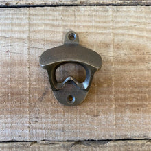 Load image into Gallery viewer, Cast Iron Retro Wall Mounted Bottle Opener - Antique Brass Finish