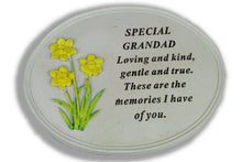 Load image into Gallery viewer, Free standing Grandad daffodil memorial plaque with inspirational verse