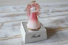 Load image into Gallery viewer, Crystal Glass Gold Gilded Faith Light Up Pink Angel Ornament