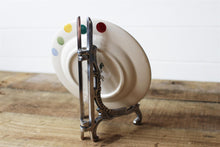 Load image into Gallery viewer, Vintage Aluminium Silver Coloured Ornate Plate Stand - Photo Display - CD Display Easel