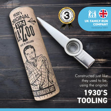 Load image into Gallery viewer, Original tin silver coloured Kazoo made from the original 1930's tooling