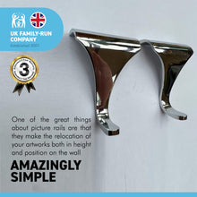 Load image into Gallery viewer, PACK OF 2 CHROME PICTURE RAIL HOOK 2″ / 50mm | Victorian Fittings | Victorian House | Picture Hook | Dado picture rail | picture rail hangers