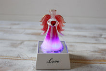 Load image into Gallery viewer, Crystal Glass Gold Glitter Love Light Up Pink Angel Ornament