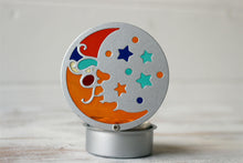 Load image into Gallery viewer, Set of 3 Silver Sun Moon Star Multi Colour Glass Candle Holder