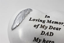 Load image into Gallery viewer, Heart Shaped Free Standing Dad Memorial Verse Feather