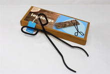Load image into Gallery viewer, Black Heavy Duty Cast Iron Fire Place Log Tongs for Indoor Fire / Fire Pits Accessories / Tongs for Outdoor Stove / Long Logs Tweezers/ Firewood Tongs / Campfire Tongs