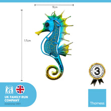 Load image into Gallery viewer, Metal and Glass Seahorse wall art plaque