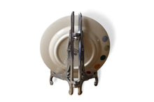 Load image into Gallery viewer, Vintage Aluminium Silver Coloured Ornate Plate Stand - Photo Display - CD Display Easel