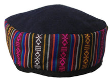 Load image into Gallery viewer, Medium sized black Tibetan trim smoking / thinking / lounging cap