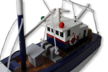 Load image into Gallery viewer, Wooden model Navy White and Red Hull fishing boat with realistic fishing finishing touches Ornament